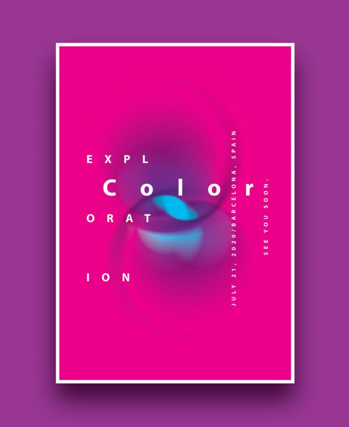 Poster template consisting of colorful abstract graphics and typography.