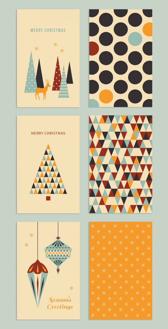 This minimalist Christmas greeting card set can be downloaded here.