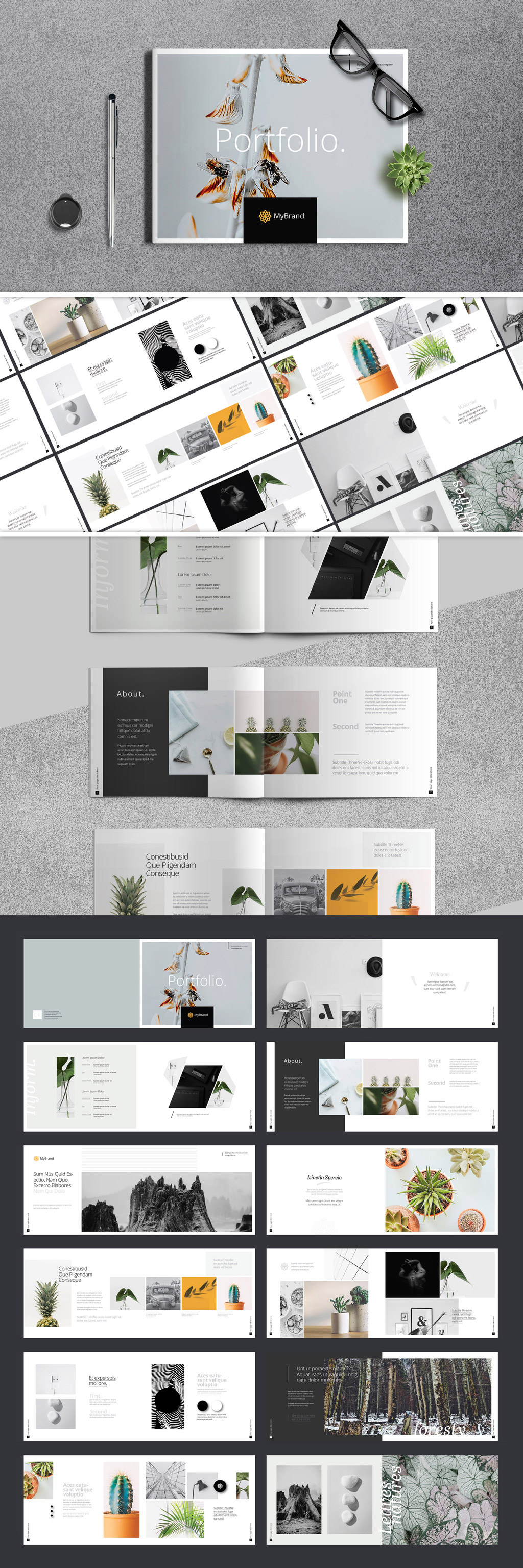 A portfolio brochure template with 24 pages for Adobe InDesign.