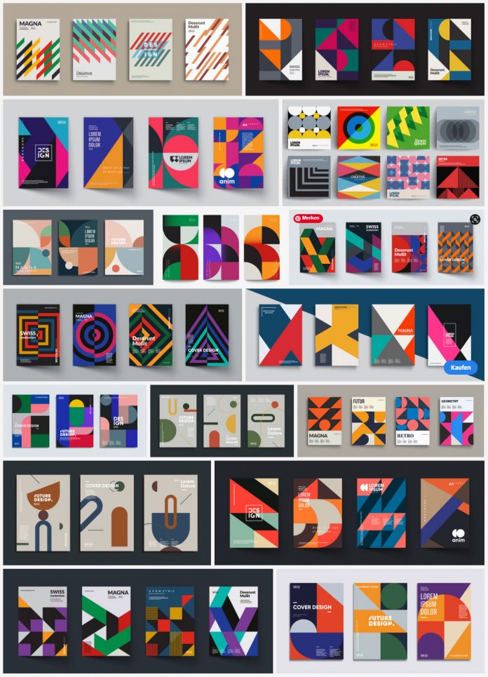 Minimalist vector graphics inspired by Swiss graphic design.