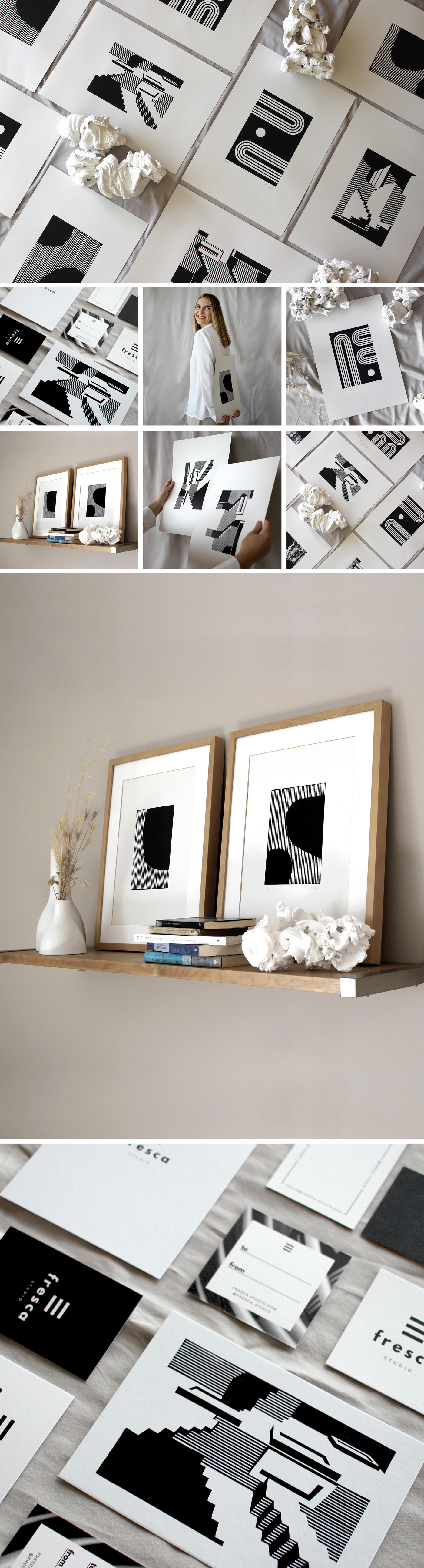 Minimalist architecture-inspired prints created by fresca studio.