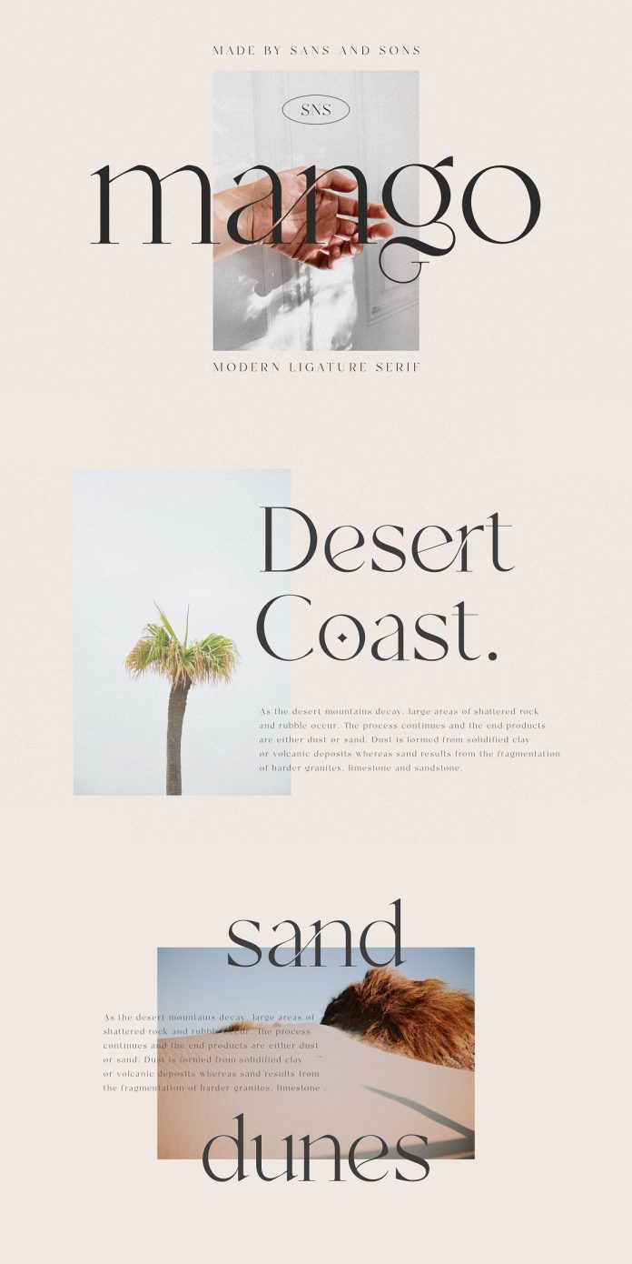 Mango serif font family by Sans & Sons.