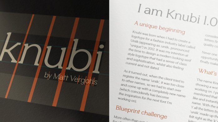 Knubi font, a typeface by Matt Vergotis.