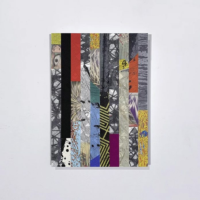 Twenty Three Spokes #13, 2020, mixed media, pen and ink, ink, acrylic, and graphite on paper on linen-backed paper on prepared galvanized metal.