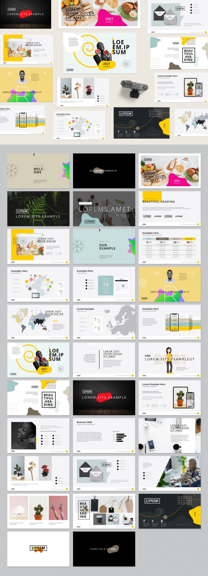 Adobe InDesign Presentation Layout with Yellow Accents.