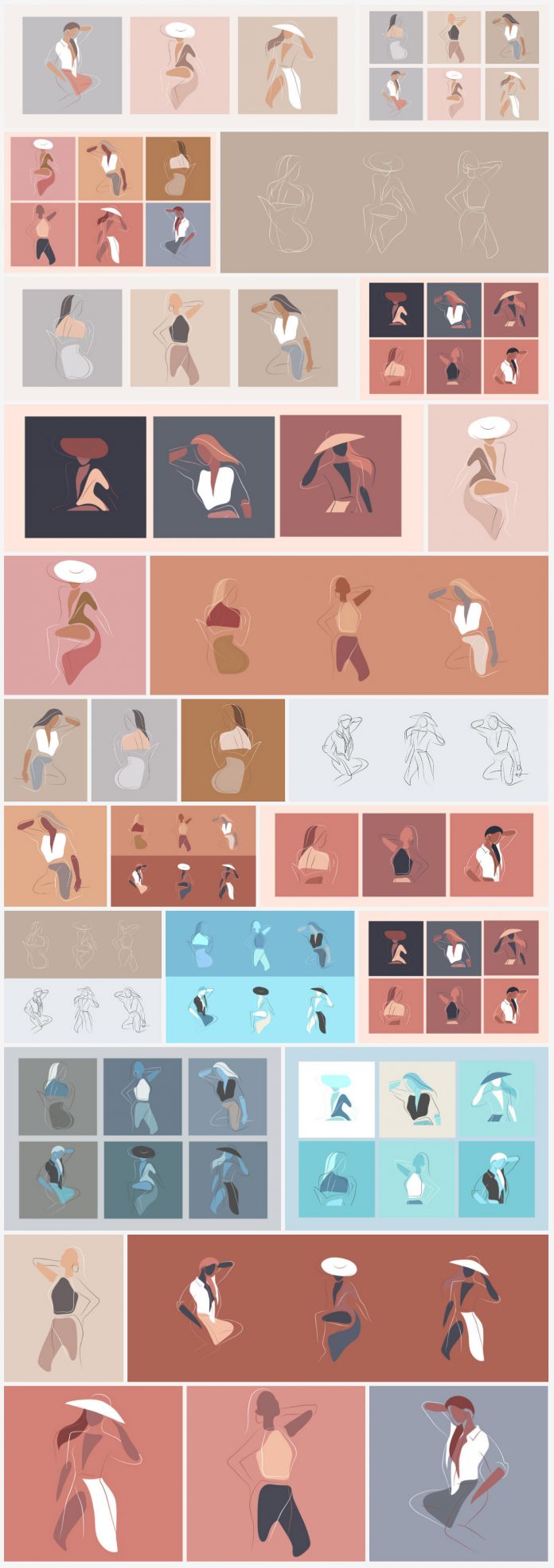 Vector graphics of feminine drawings.