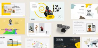 Adobe InDesign Presentation Layout with Yellow Accents.