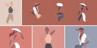 Vector graphics of feminine drawings.