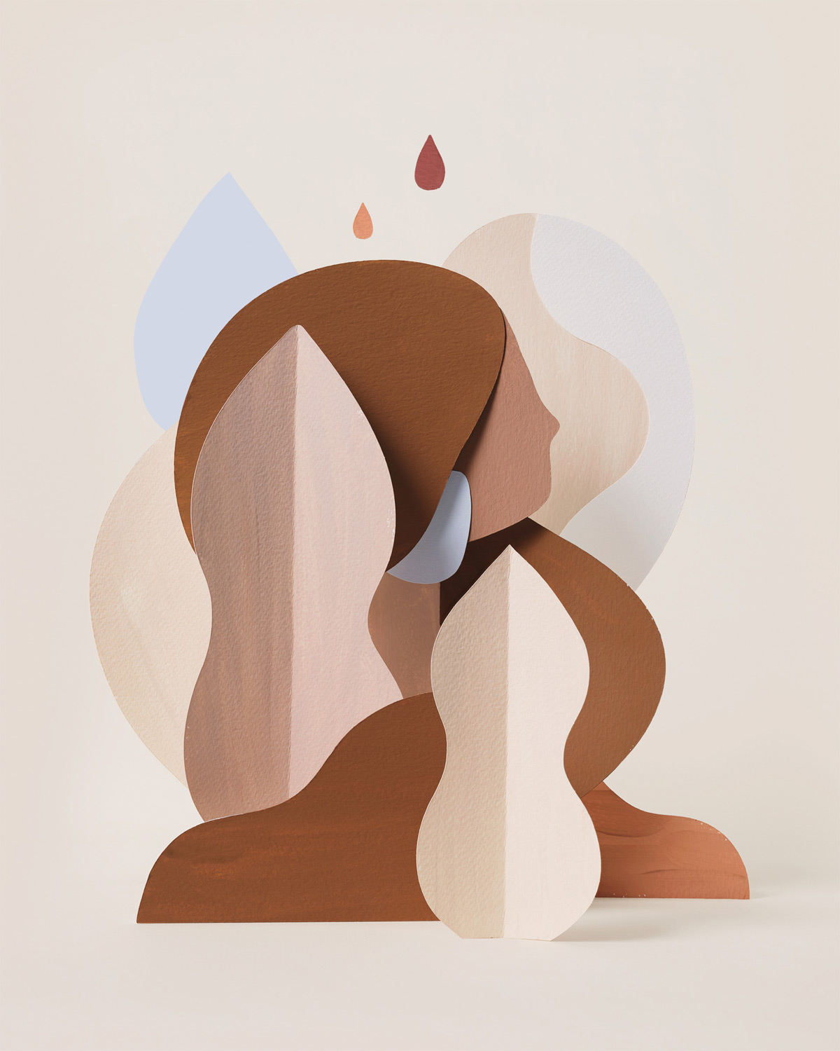 Abstract compositions with cut paper shapes by Adrian Gidi.