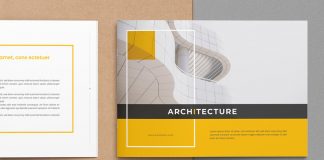 Architecture Brochure Layout with Yellow Accents.
