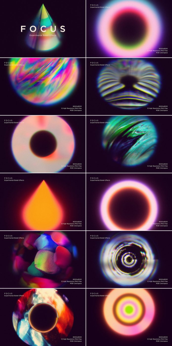 Focus: 12 experimental bokeh effects available as high-resolution PNG files.