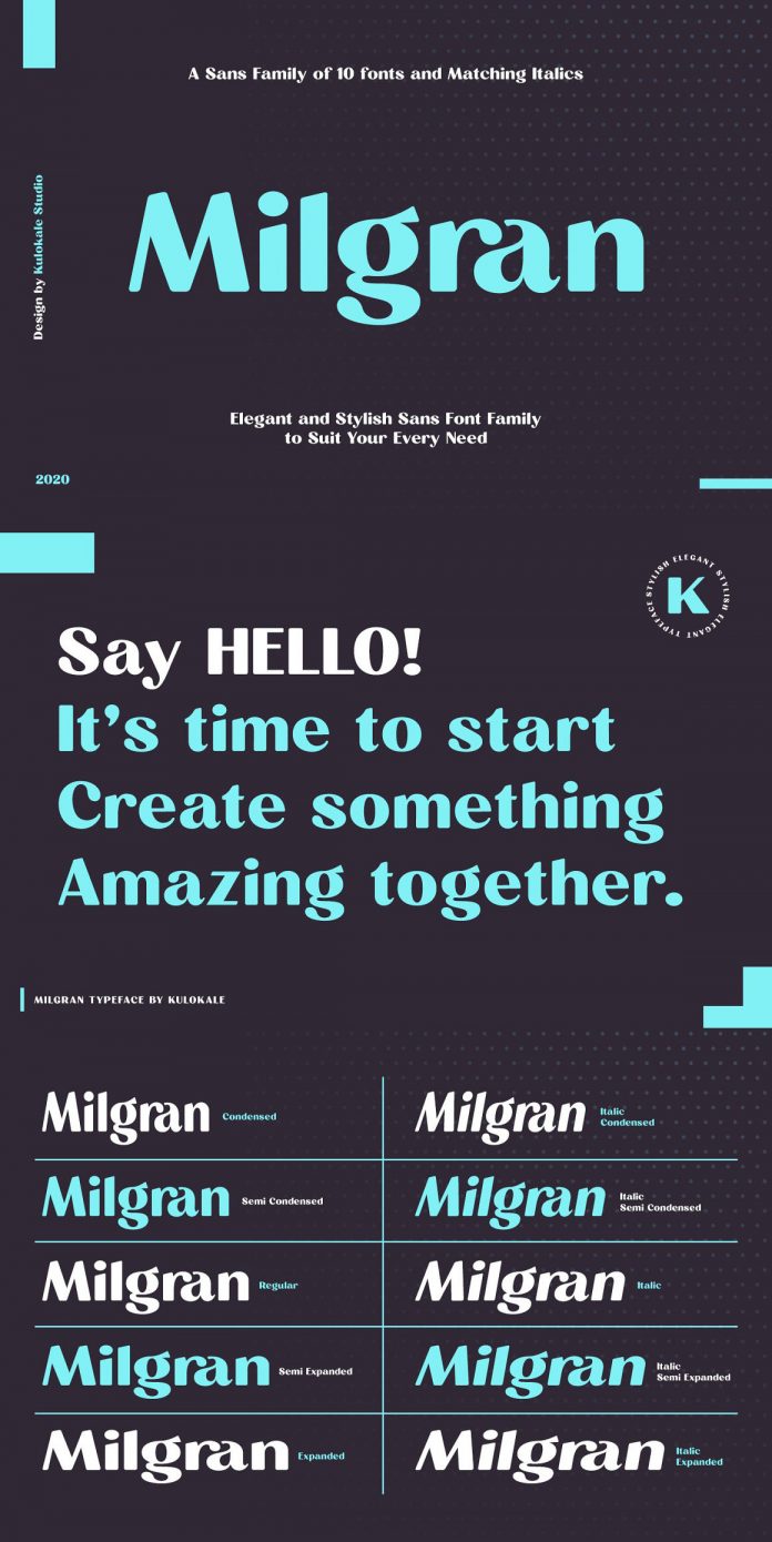 Milgran font family by Kulokale