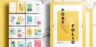 Portfolio InDesign Layout with Yellow Accents
