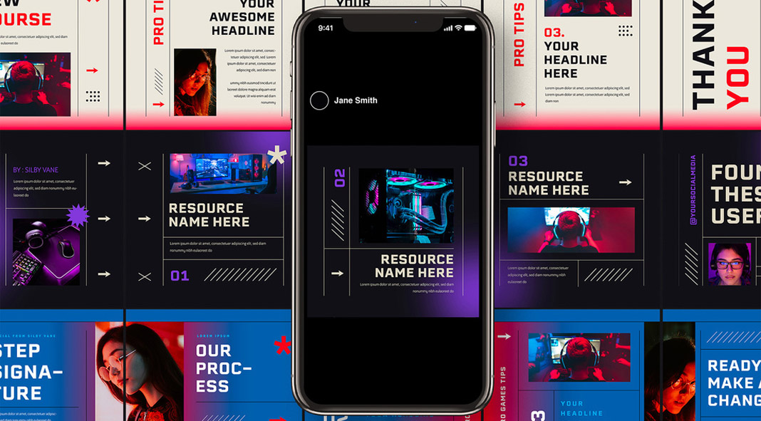 Retro futuristic Instagram carousel template for Adobe Illustrator. Retro futuristic Instagram carousel template for Adobe Illustrator.
