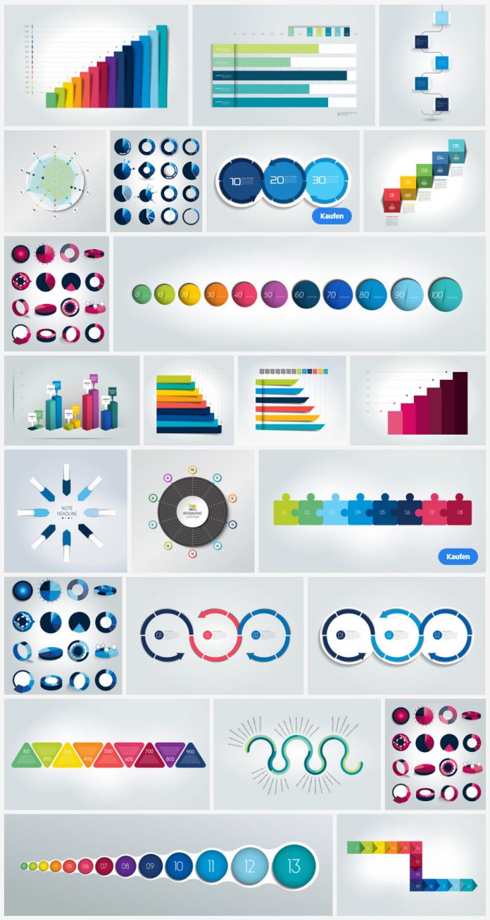 2D and 3D Infographics as fully editable vector graphics.