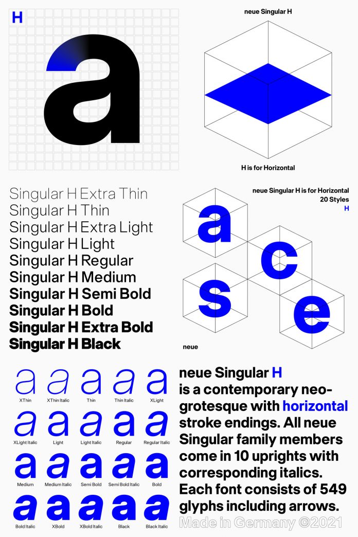 Neue Singular H font set