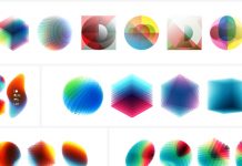 Abstract geometric vector graphics made of various overlapping design elements.