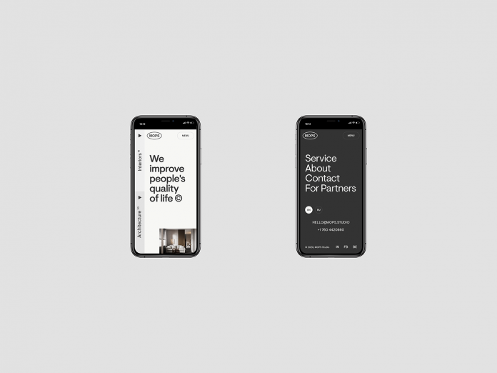 Mobile version of an architecture and interior studio website designed by Alexander Baril.