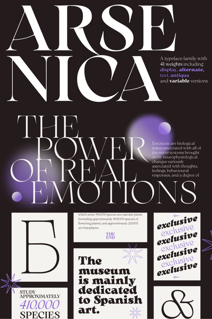 Arsenica font family from Zetafonts.