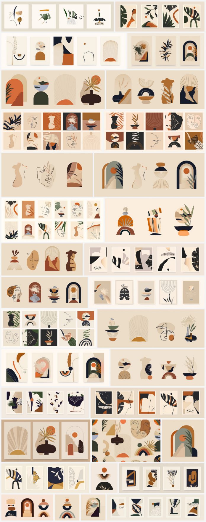 Minimalist Boho style vector illustrations.
