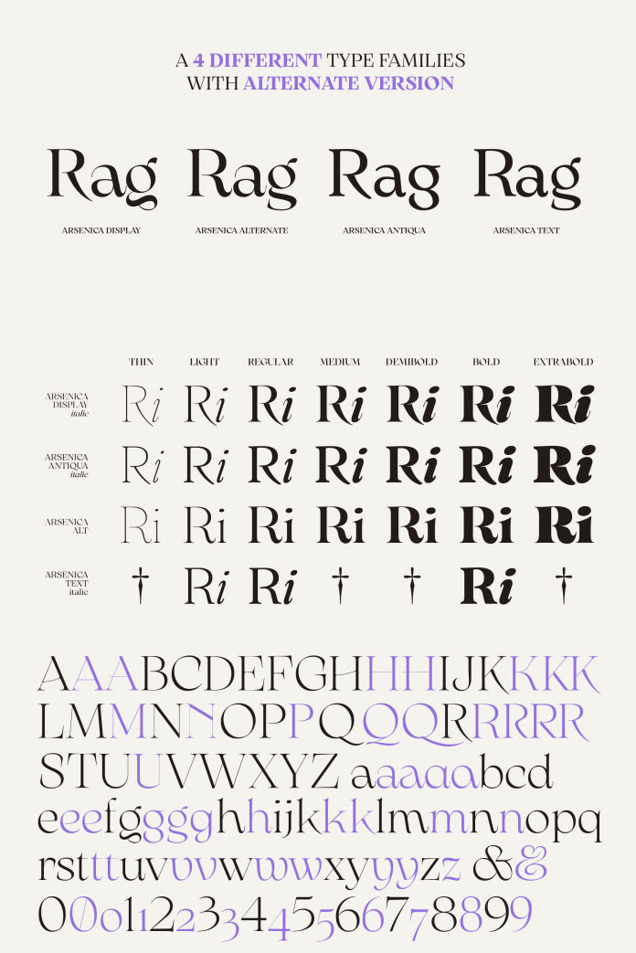 Arsenica font family from Zetafonts.