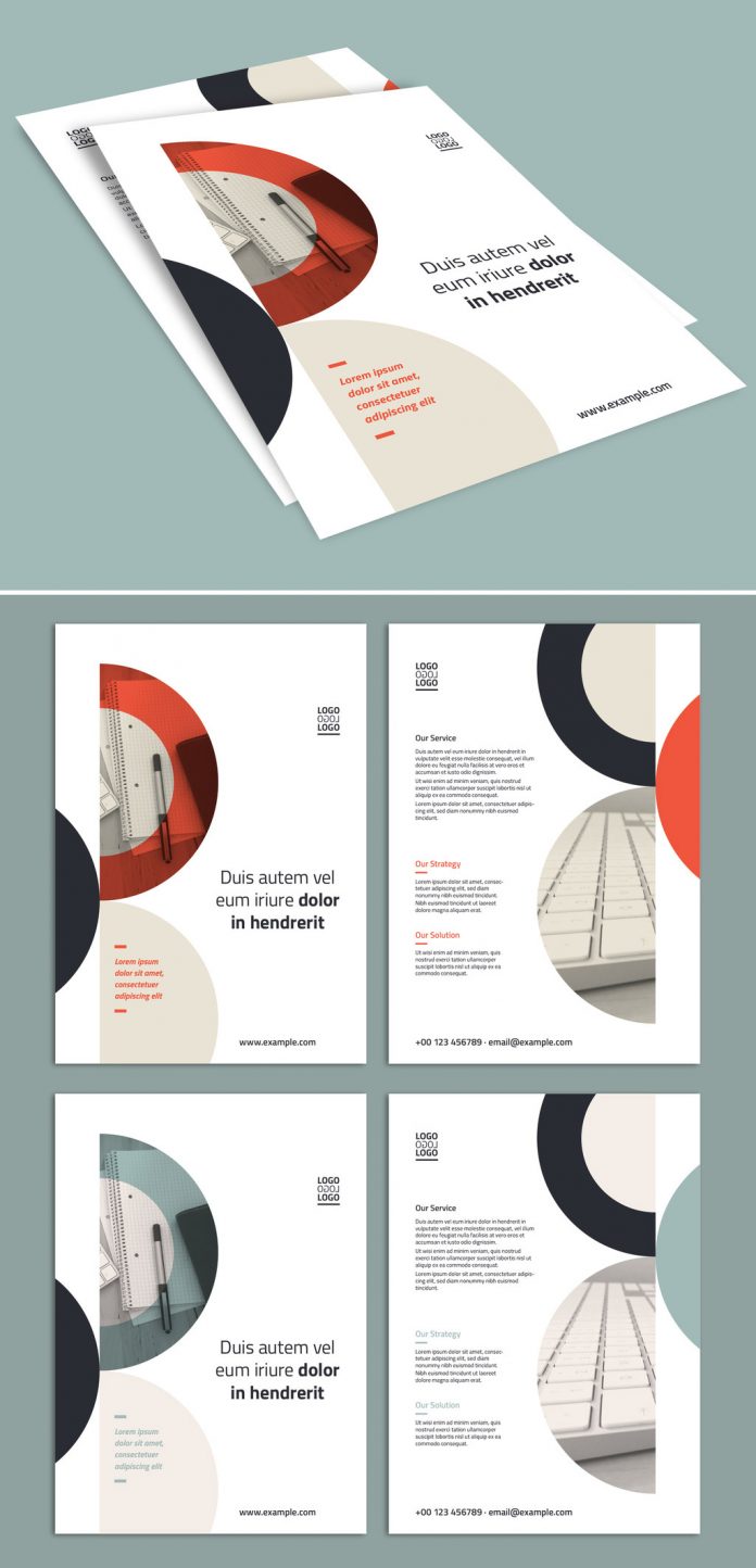 A4 Business Flyer Template for Adobe Illustrator with Circular Design Elements