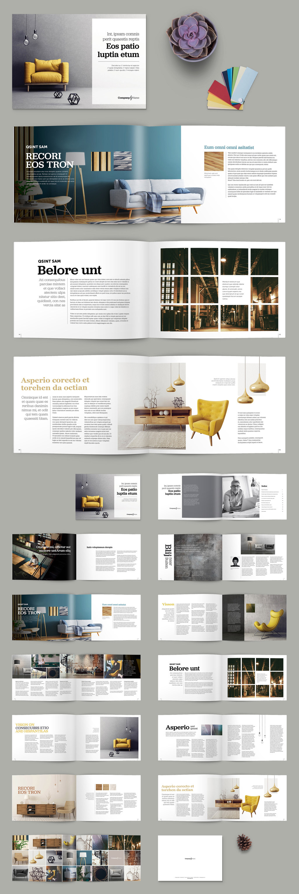 Adobe InDesign Brochure Template with Yellow Accents