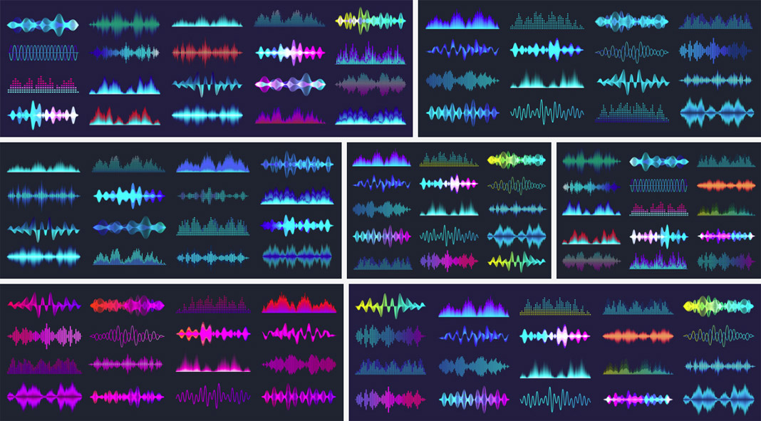 Download colored sound waves as vector graphics. Download colored sound waves as vector graphics.