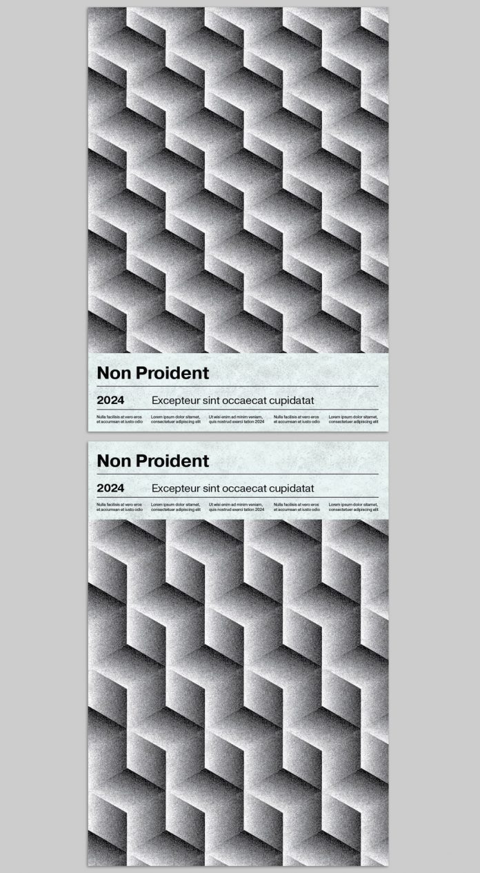 Isometric Cube Pattern Poster Template with Stipple Effect