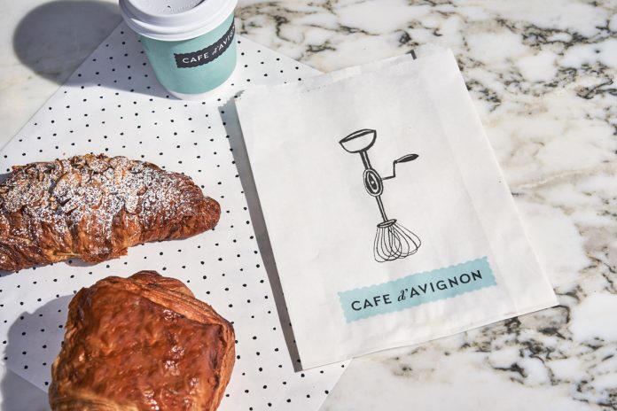 Branding by Mucca and illustrator Jeffrey Fisher for Cafe d’Avignon.