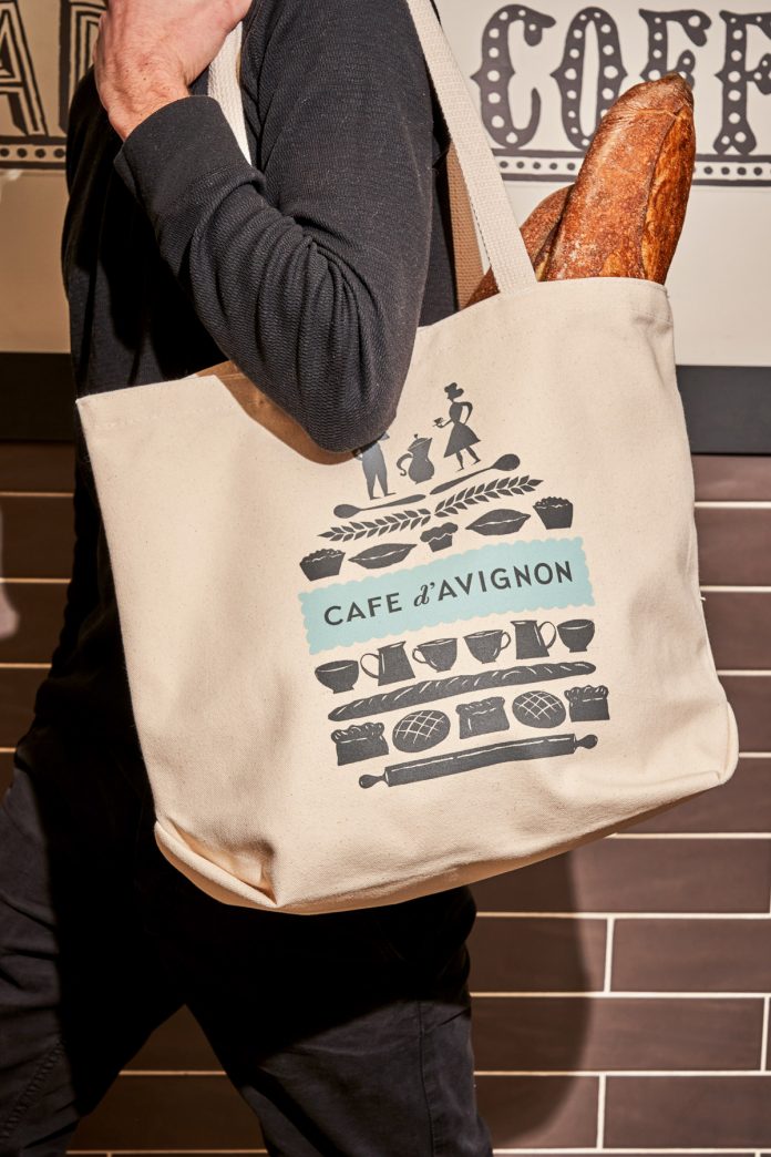 Branding by Mucca and illustrator Jeffrey Fisher for Cafe d’Avignon.