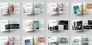 Square Graphic Design Portfolio InDesign Template by GrkiCreative.