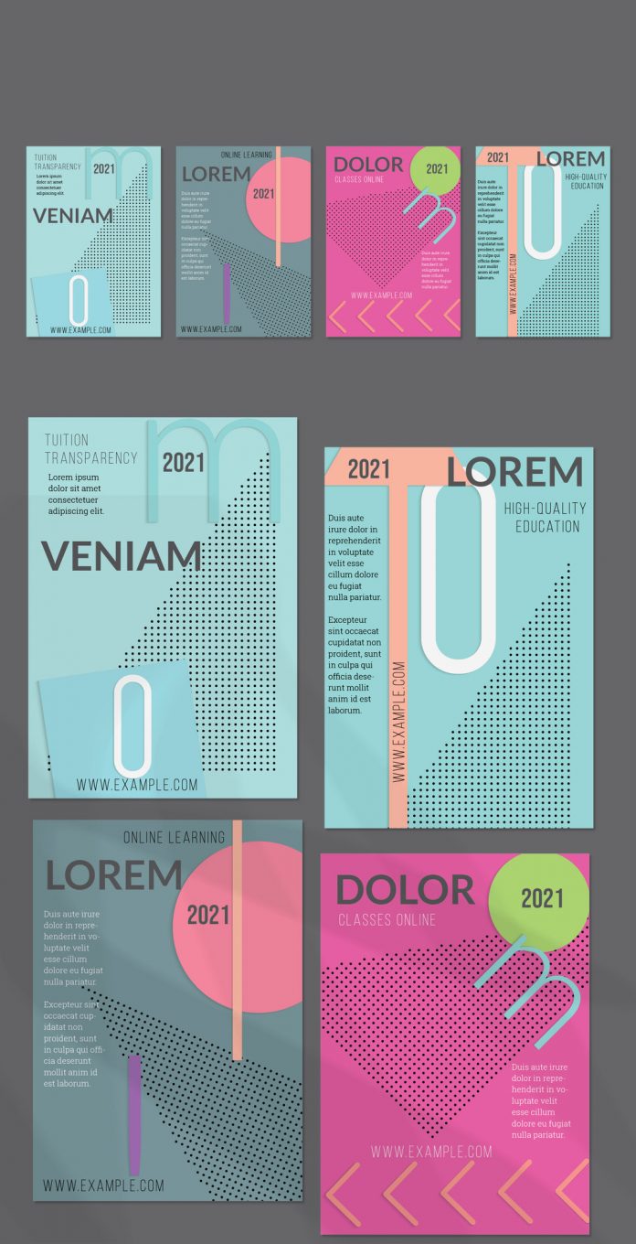 Four Vector Flyer Templates with Paper Cut Designs