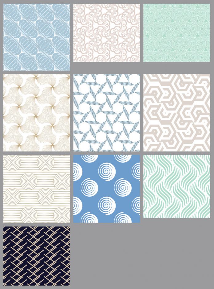 Pastel-Colored Geometric Seamless Pattern Backgrounds