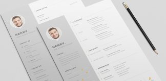 Resume and CV Template with Gray Sidebar Element and Orange Accents