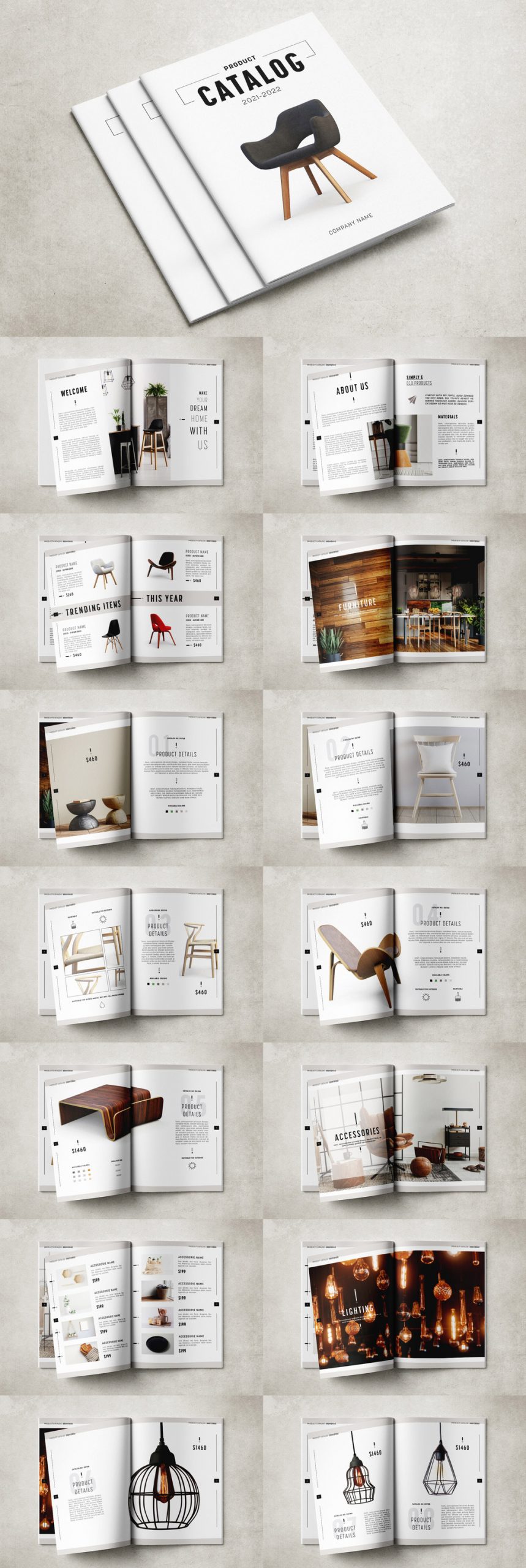 Minimal Product Catalog Template by GrkiCreative for Adobe InDesign