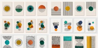 Vector graphics of minimalist, geometric modern art.