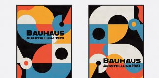 Retro Bauhaus Poster and Cover Templates with Abstract Geometric Elements