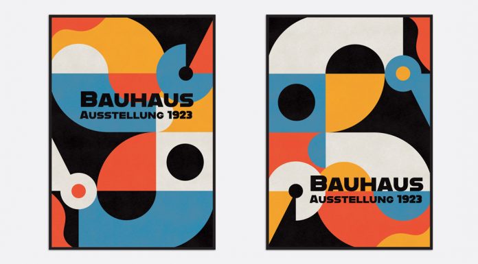 Retro Bauhaus Poster and Cover Templates with Abstract Geometric Elements