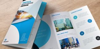 Blue Trifold InDesign Brochure Template with Circles
