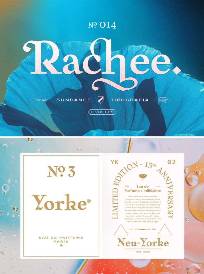 Rachee Display font family by Studio Sun