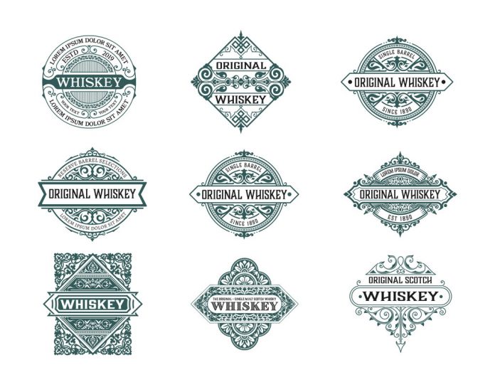 Set of 9 vintage logos and badges