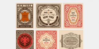 Six Vintage Labels for Packing and Branding