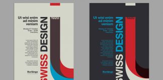 Swiss style poster template with creative typography in two styles for Adobe Illustrator.