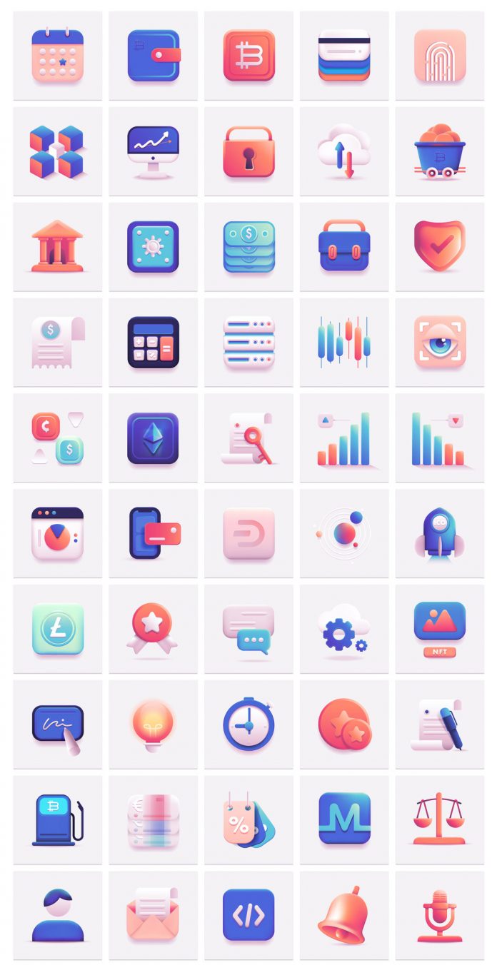 50 3D Finance Technology and Cryptocurrency Icons