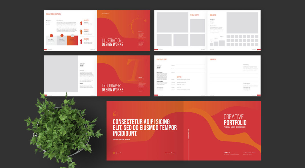 Creative InDesign Portfolio Template with Red Accents Creative InDesign Portfolio Template with Red Accents