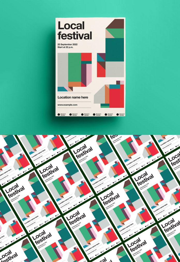 Geometric event poster and flyer template for Adobe Illustrator