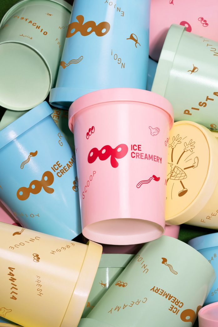 Oop ice cream shop branding case study by studio Futura.