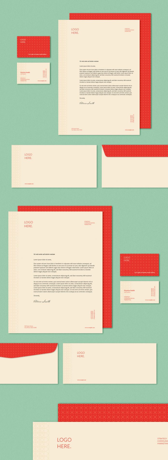 Adobe Illustrator Stationery Template with Geometric Pattern