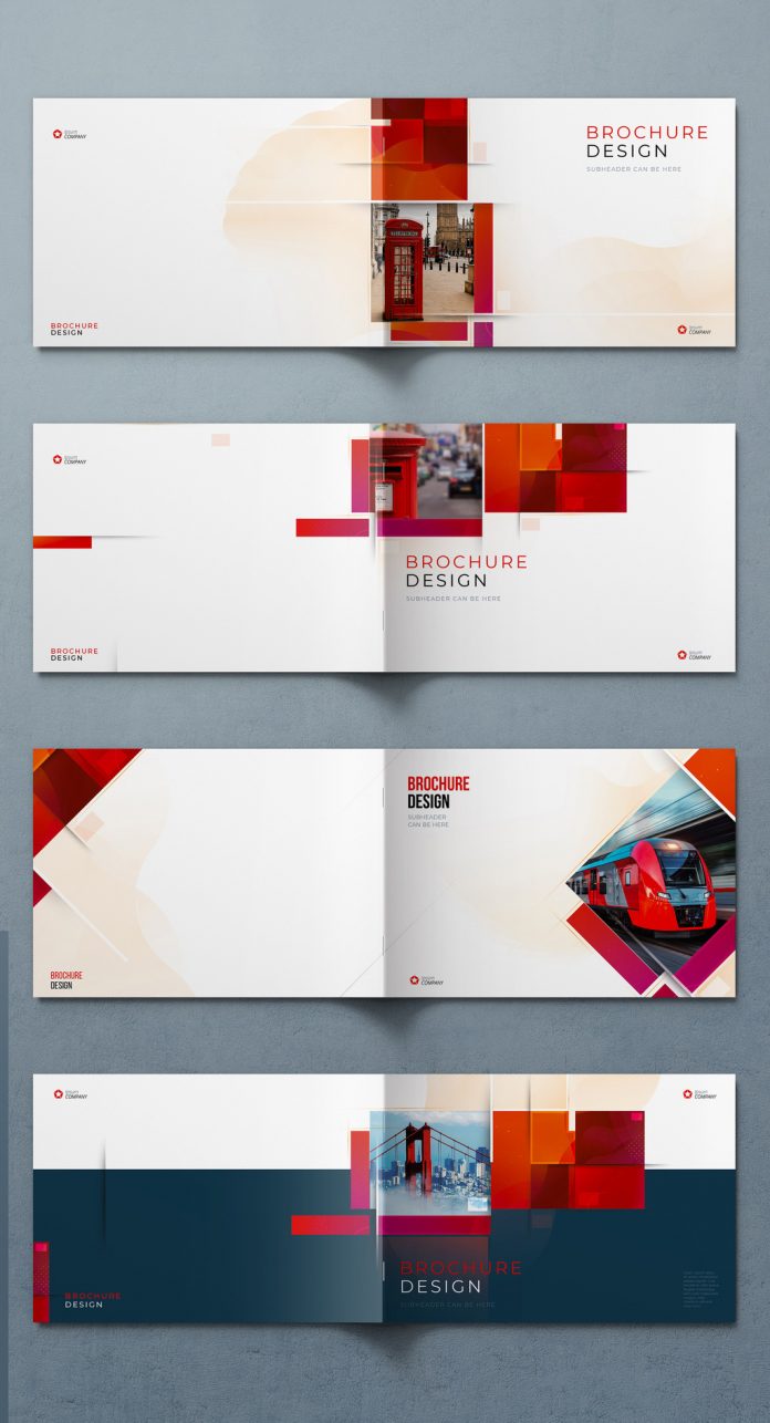 Business Landscape Brochure and Flyer Cover Template with Dynamic Design Elements